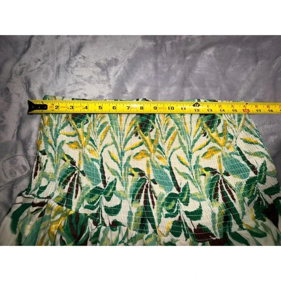 Torrid Womens Plus Size 2 Tropical Palm Leaf Smocked Strapless Midi Dress - Picture 8 of 11